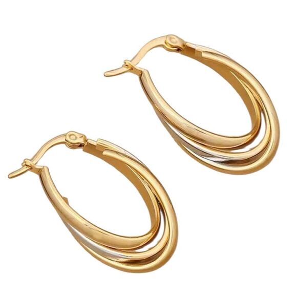 Gold Plated Minimalist Hoop Earrings - Picture 2 of 8